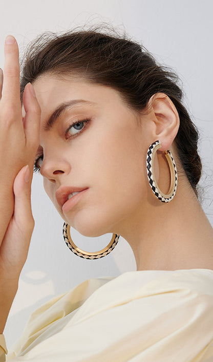 Faux Leather Round Hoop Earrings