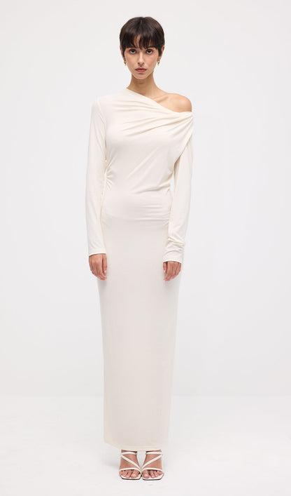 Draped Twist Knit Maxi Dress