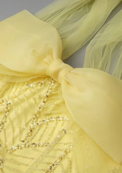 Halterneck Bowknot Beaded Maxi Gown
