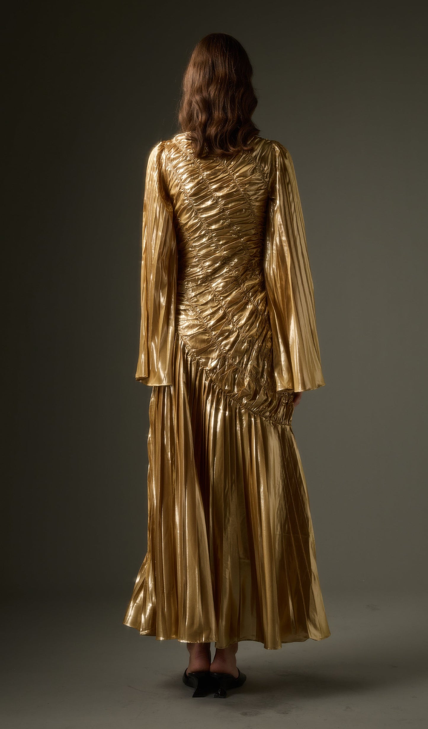 Metallic Maxi Dress In Gold