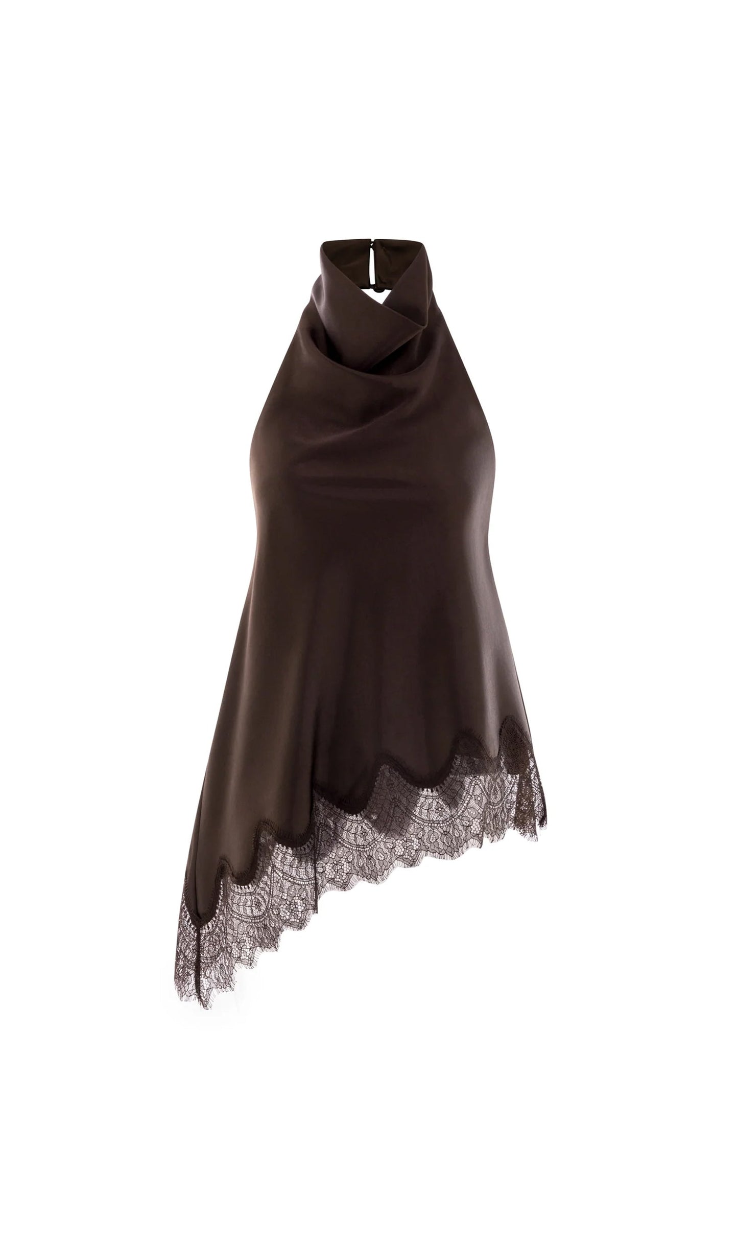 Silk Draped Halter Top In Brown