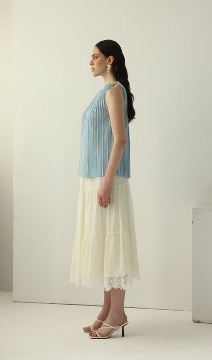 Pleated Halter Neck Sleeveless Top