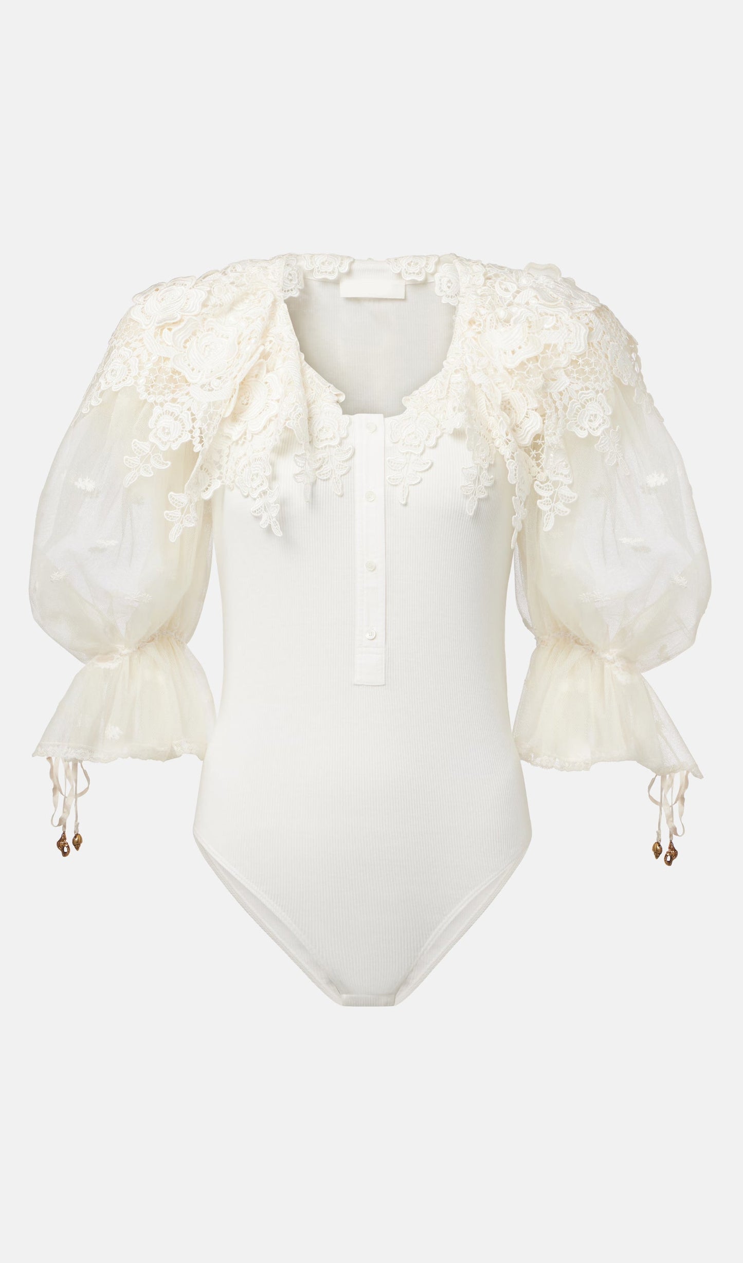 Lace-Trimmed Cotton Bodysuit