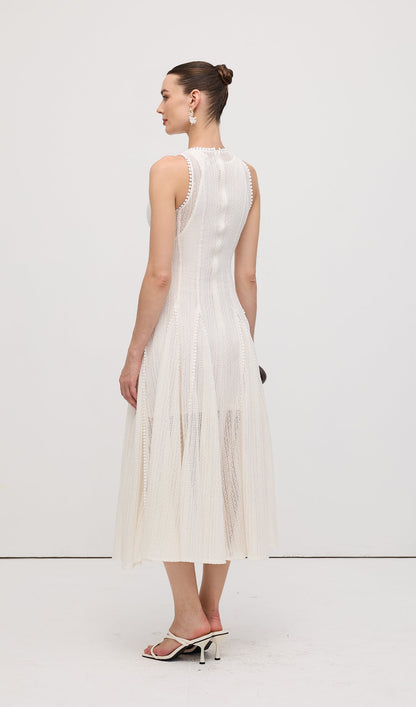 Semi Sheer Lace Sleeveless Maxi Dress