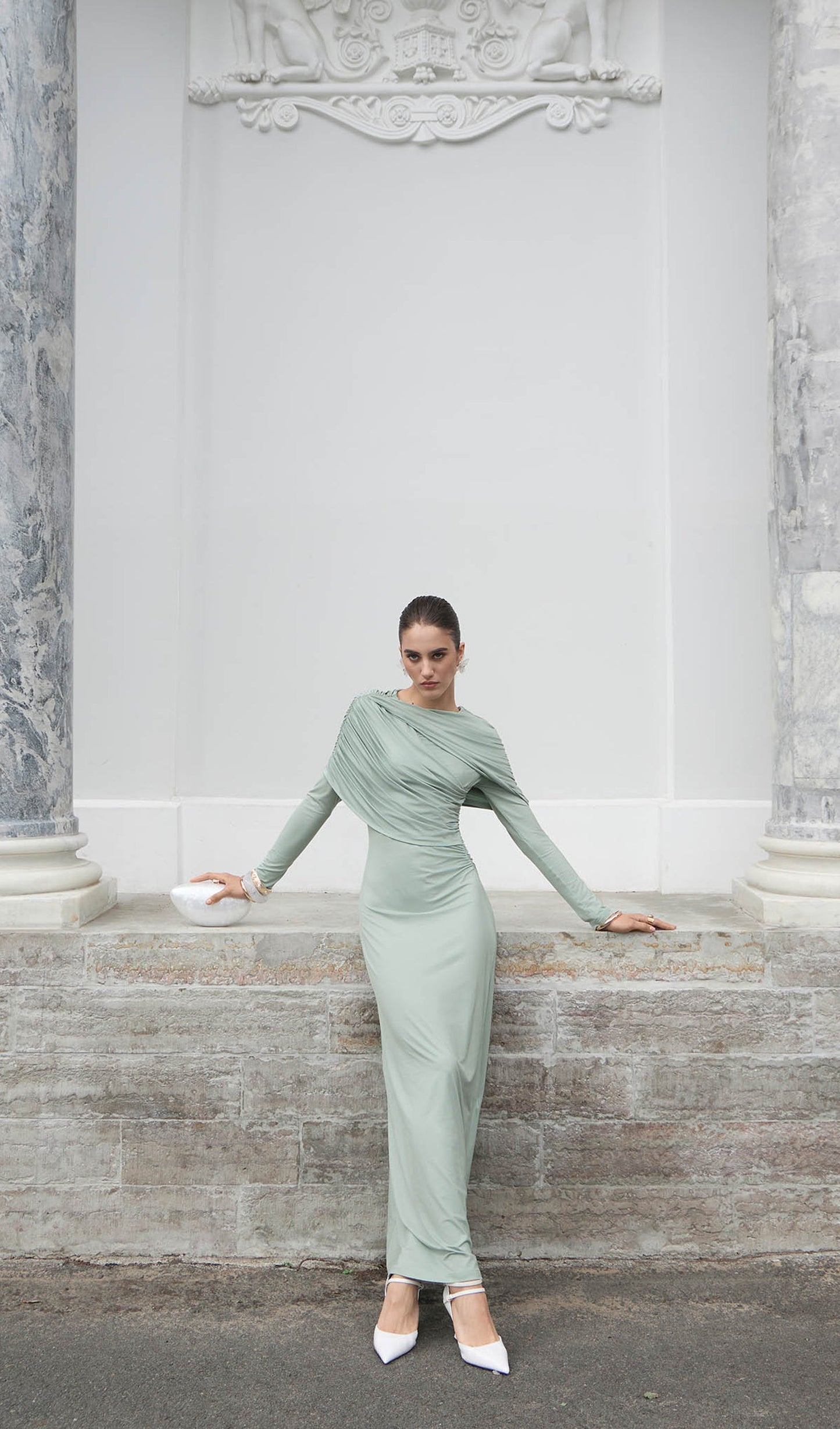 Knitted Maxi Dress With Pleats