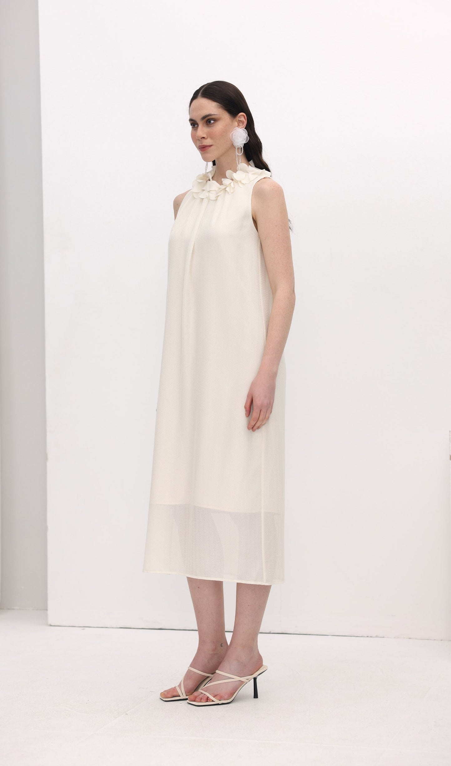 Petal Collar Halter Midi Dress