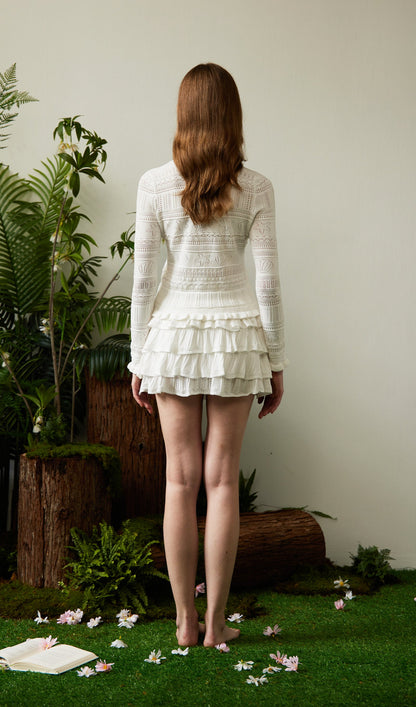 Solid Ruffle Mini Skirt