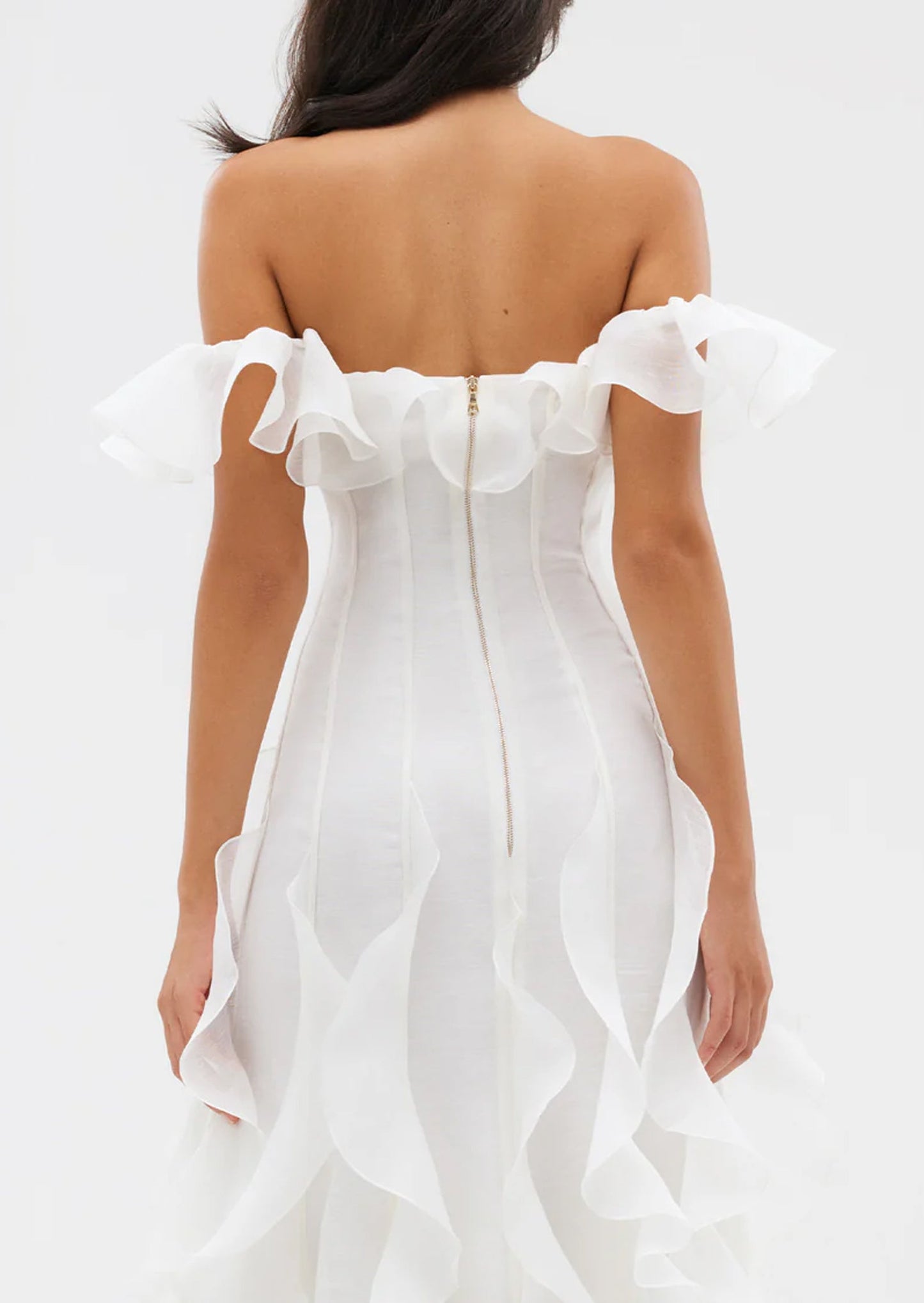 Off Shoulder Ruffled Layered Maxi Dress