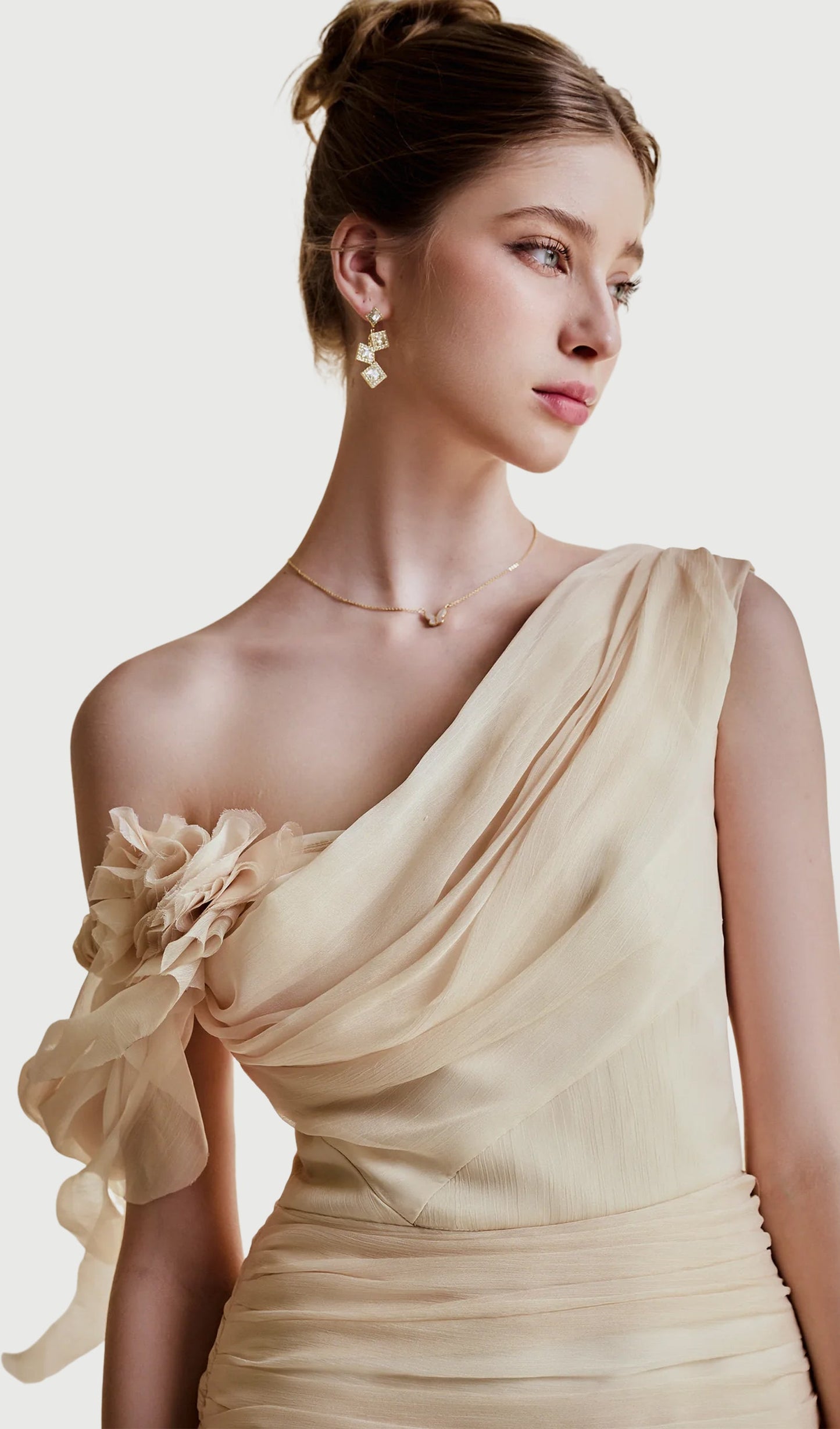 Asymmetric Draped One Shoulder Maxi Dress