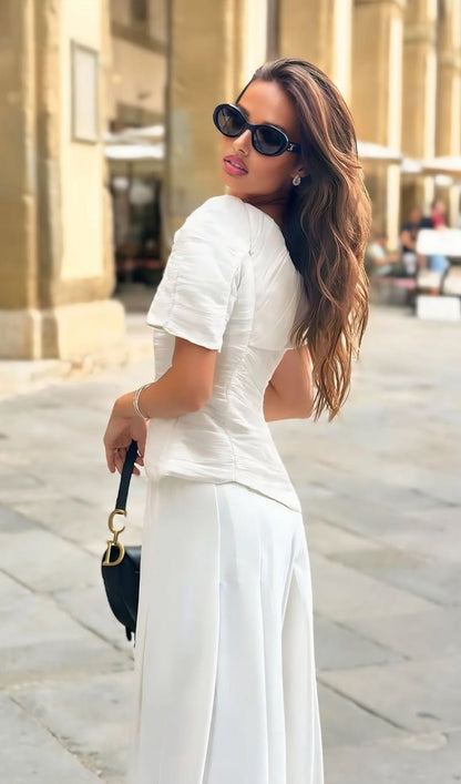 White Two Piece Pant Suit