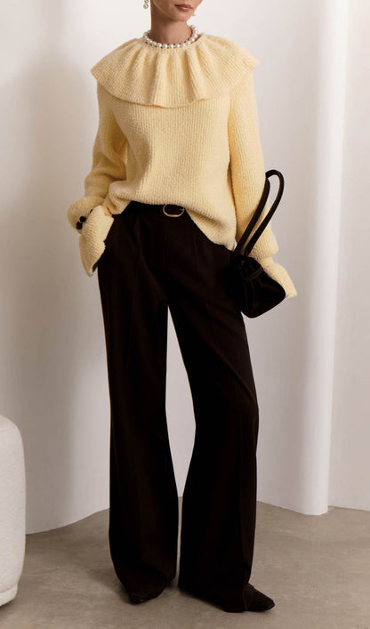 Sweater With Flounces In Yellow