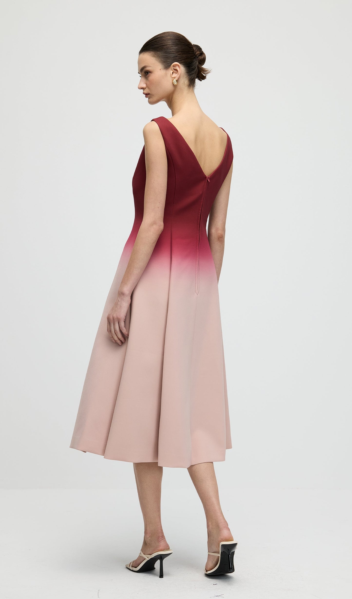 A Line Ombre Wine Midi Dress