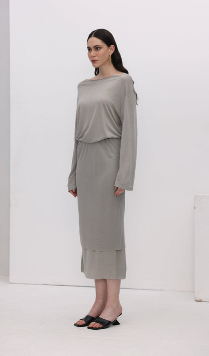 Long Sleeve Midi Skirt Two Piece Sets