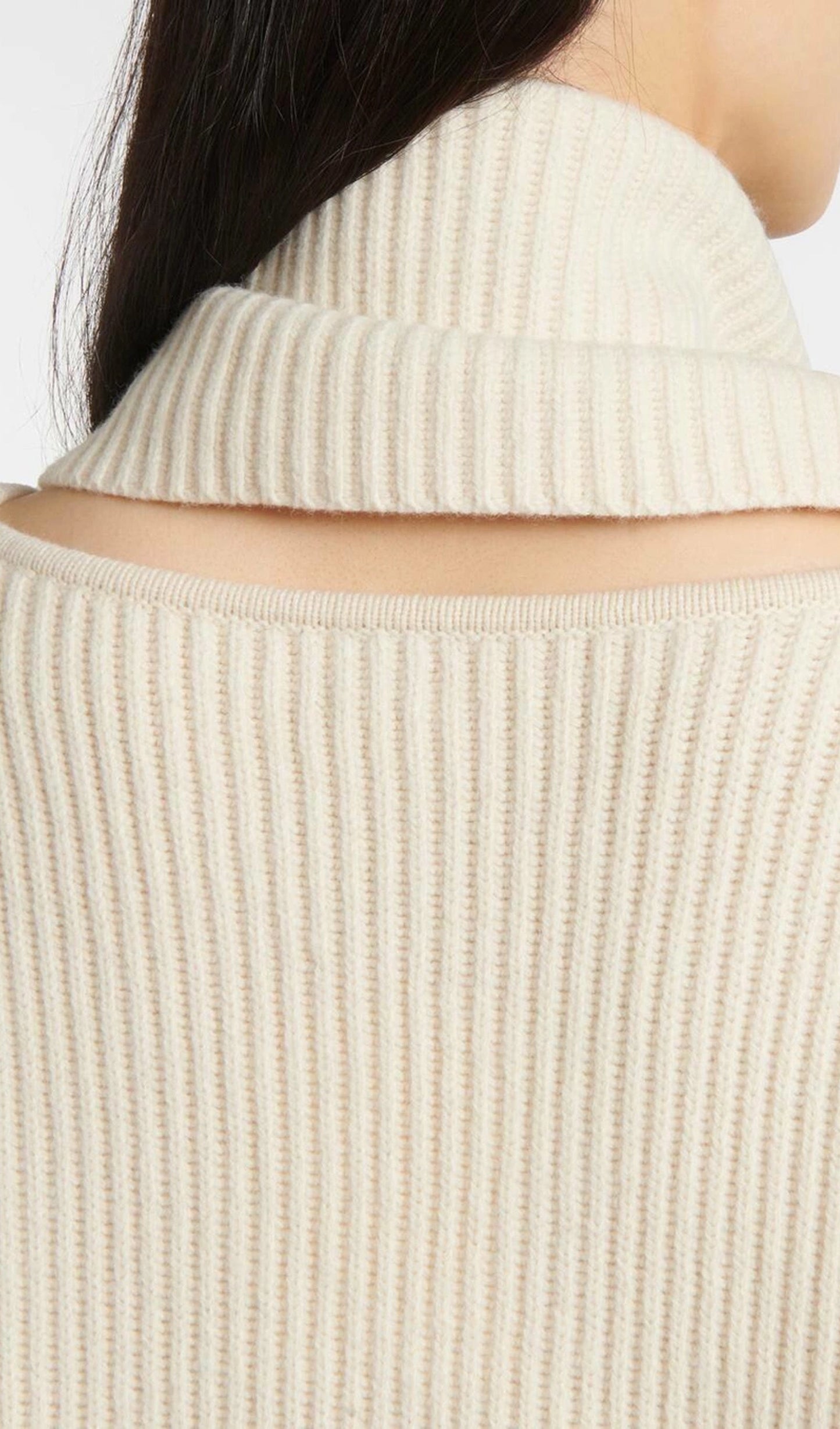 Ribbed-Knit Wool Scarf Sweater In Apricot