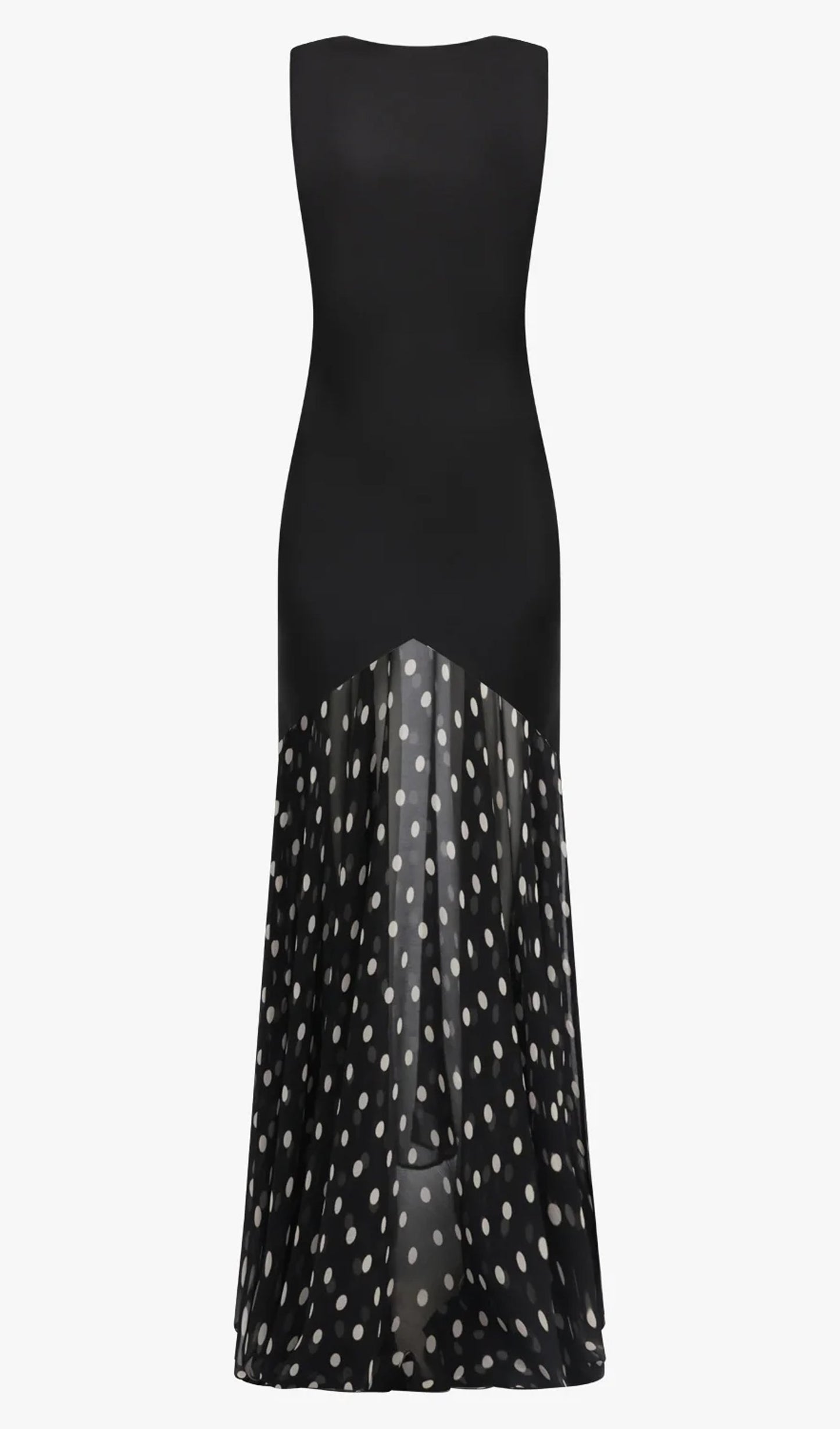Contrast Polka Dot Mermaid Maxi Backless Dress