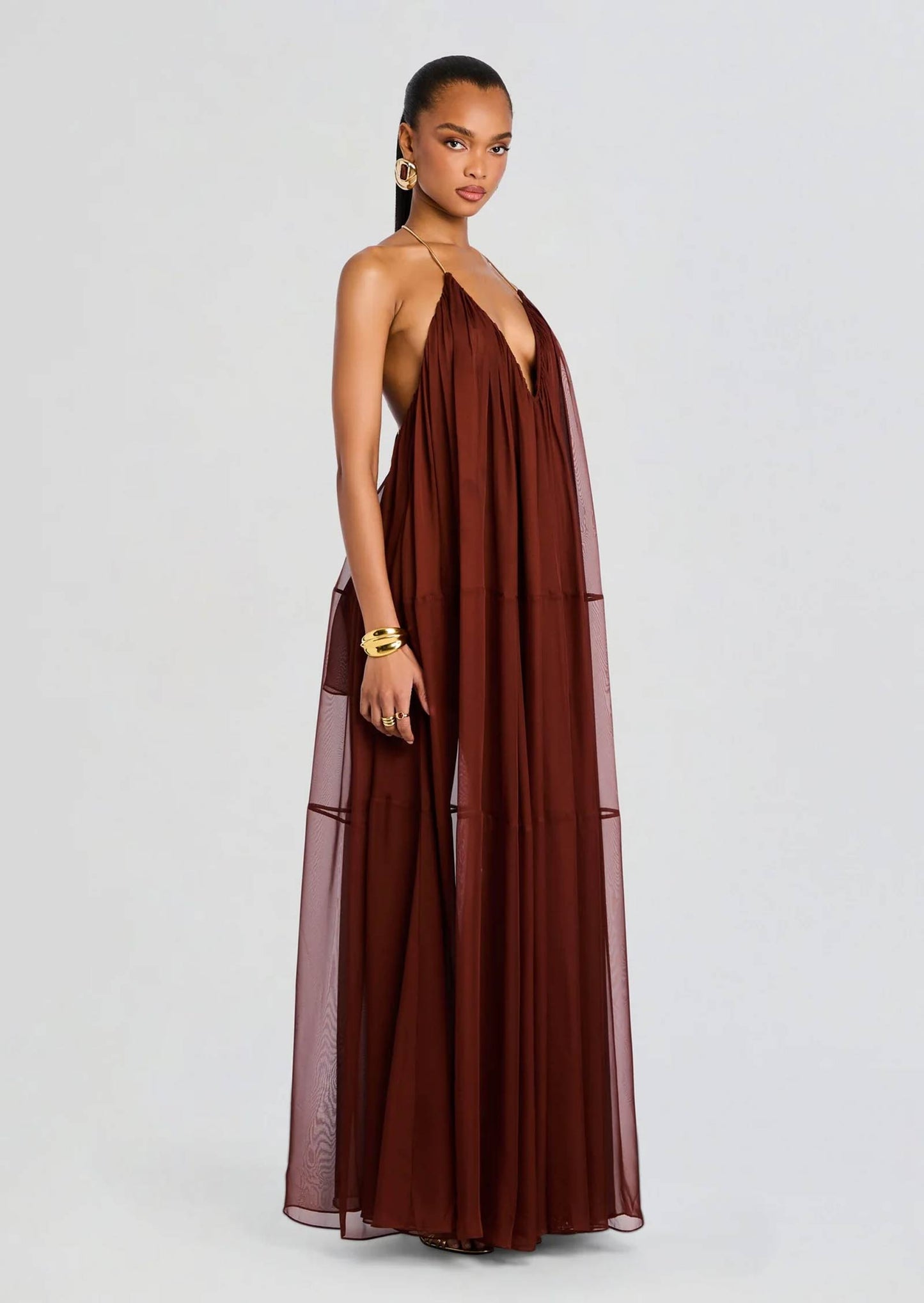 Arlet Halter Chiffon Maxi Dress