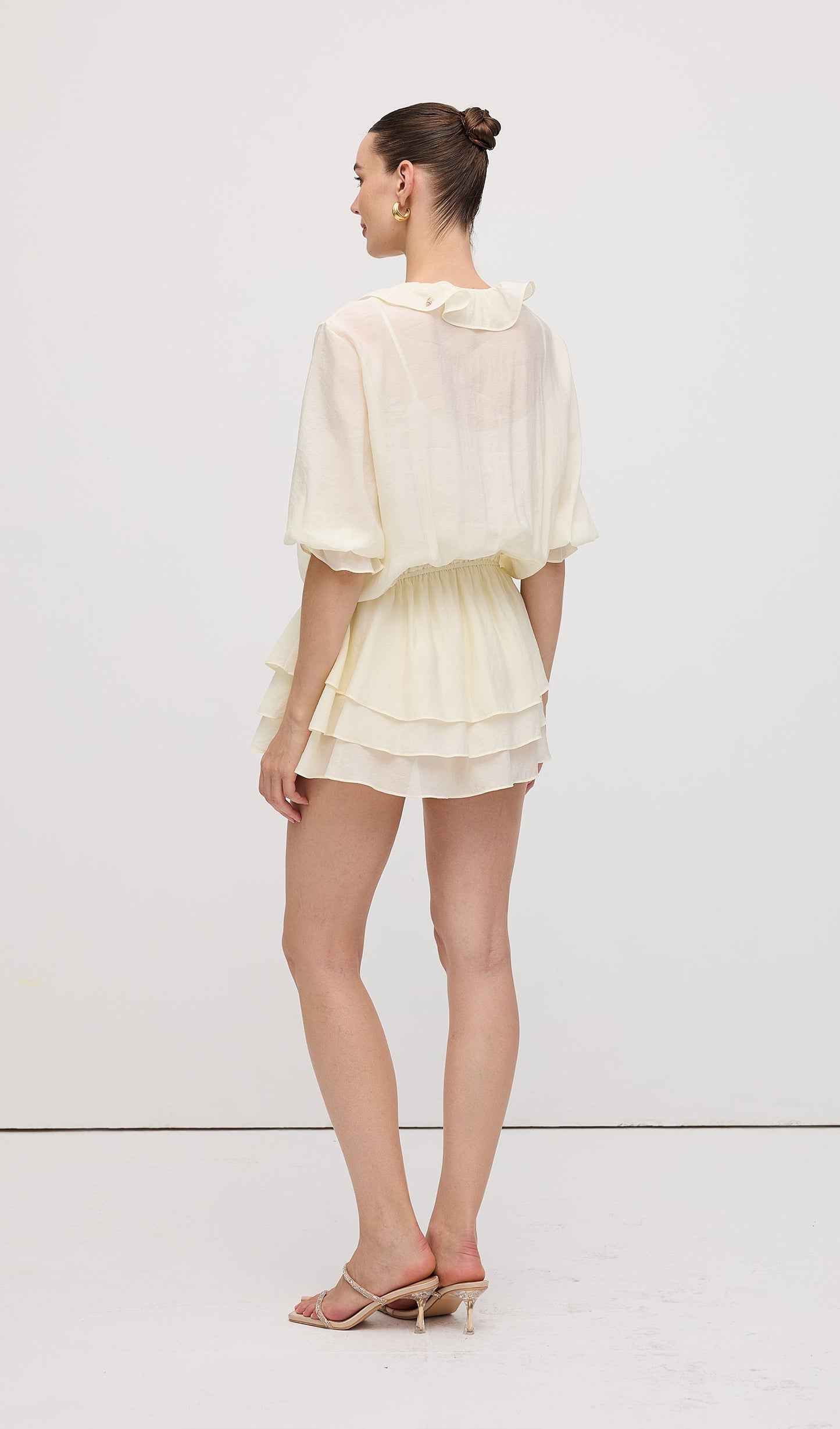 Solid Tiered Ruffles Mini Dress