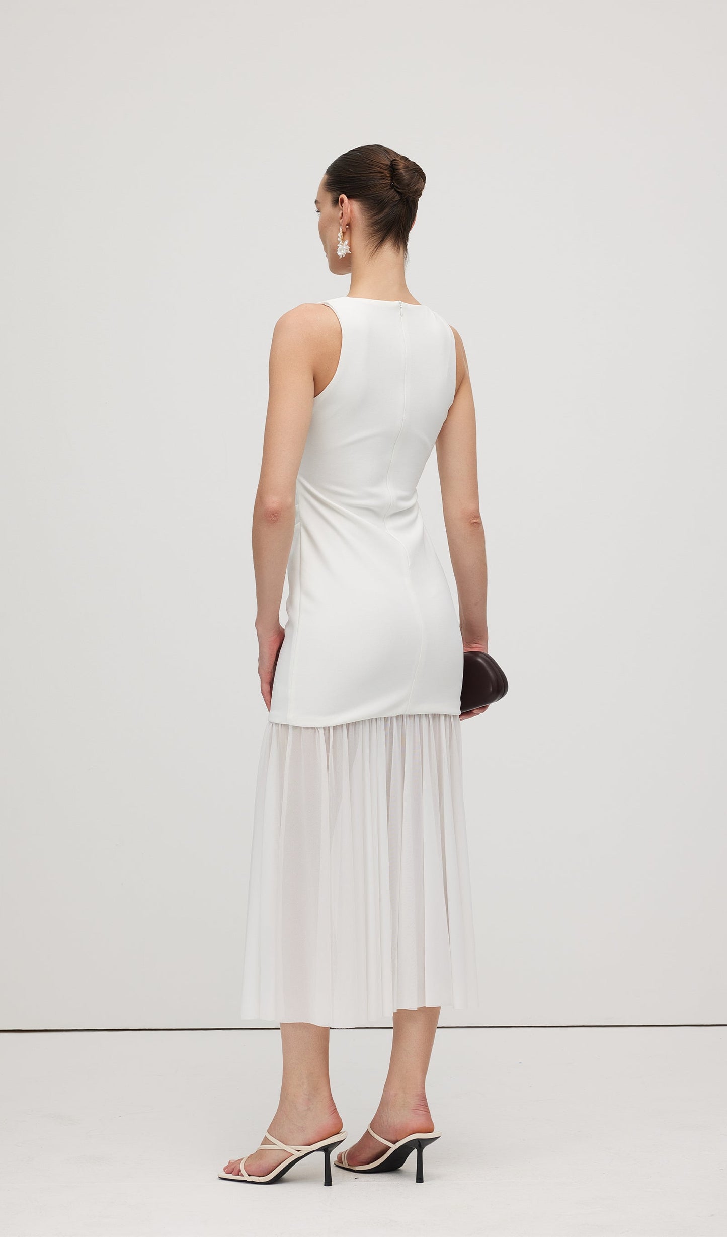 Sheer Overlay Midi Dress