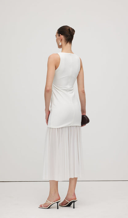 Sheer Overlay Midi Dress