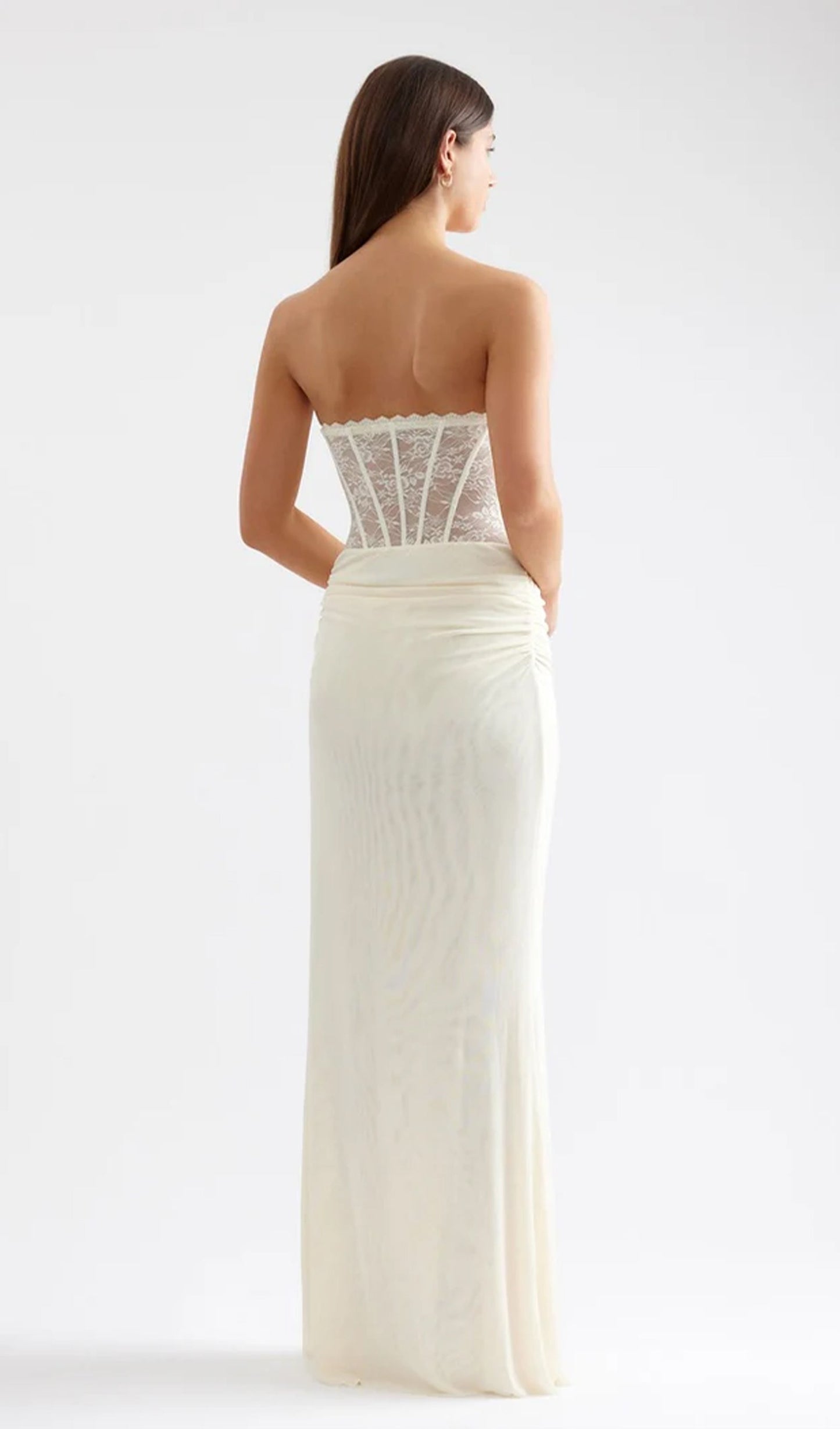 Off Shoulder Lace Bodice Maxi Dress