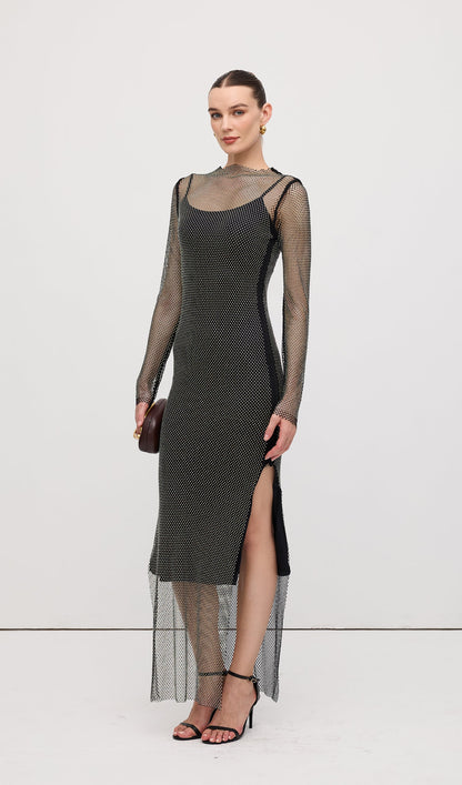 Mesh With Monochrome Maxi Dress