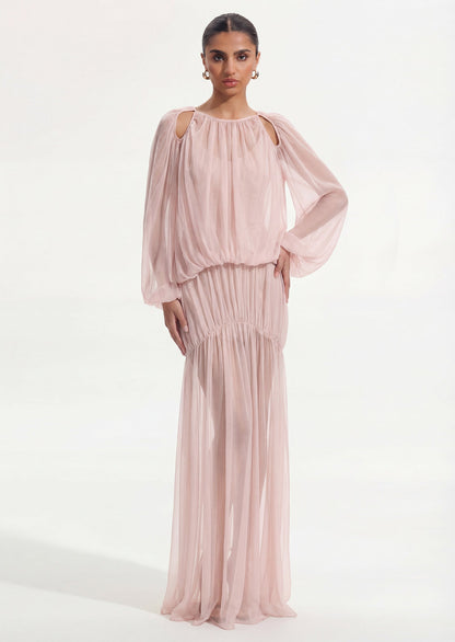 Voluminous Bubble Maxi Dress In Pink