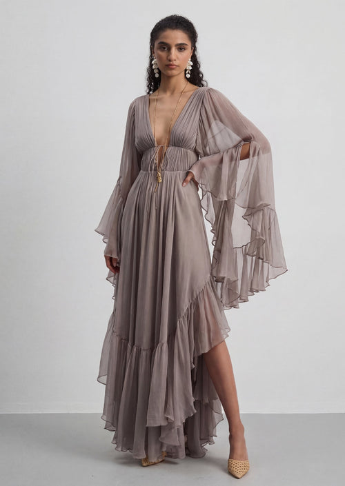 Nerina Deep V Neck Maxi Dress