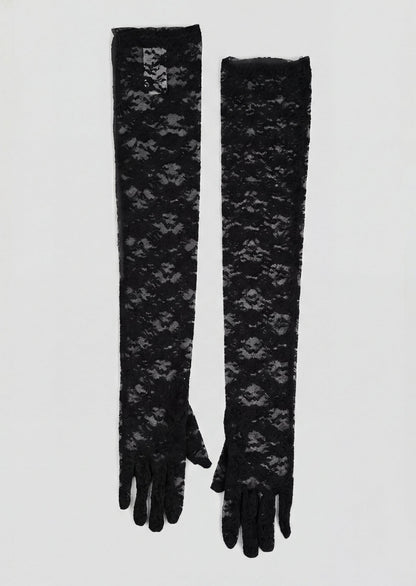 Long Lace Gloves In Black