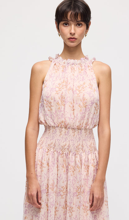 Floral Print Sleeveless Midi Dress