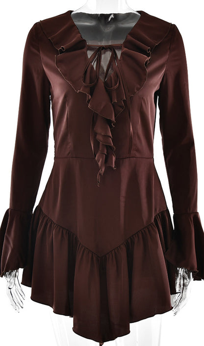 Ruffled Satin Mini Dress