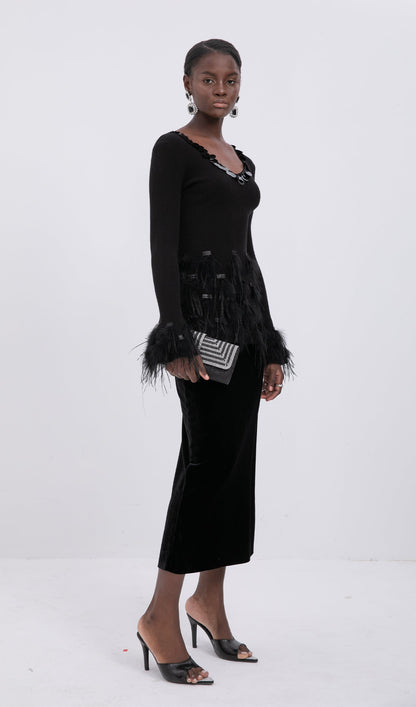 Knitted Feather Panel Top