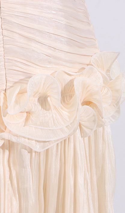 Slim Strapless Ruffle Maxi Dress