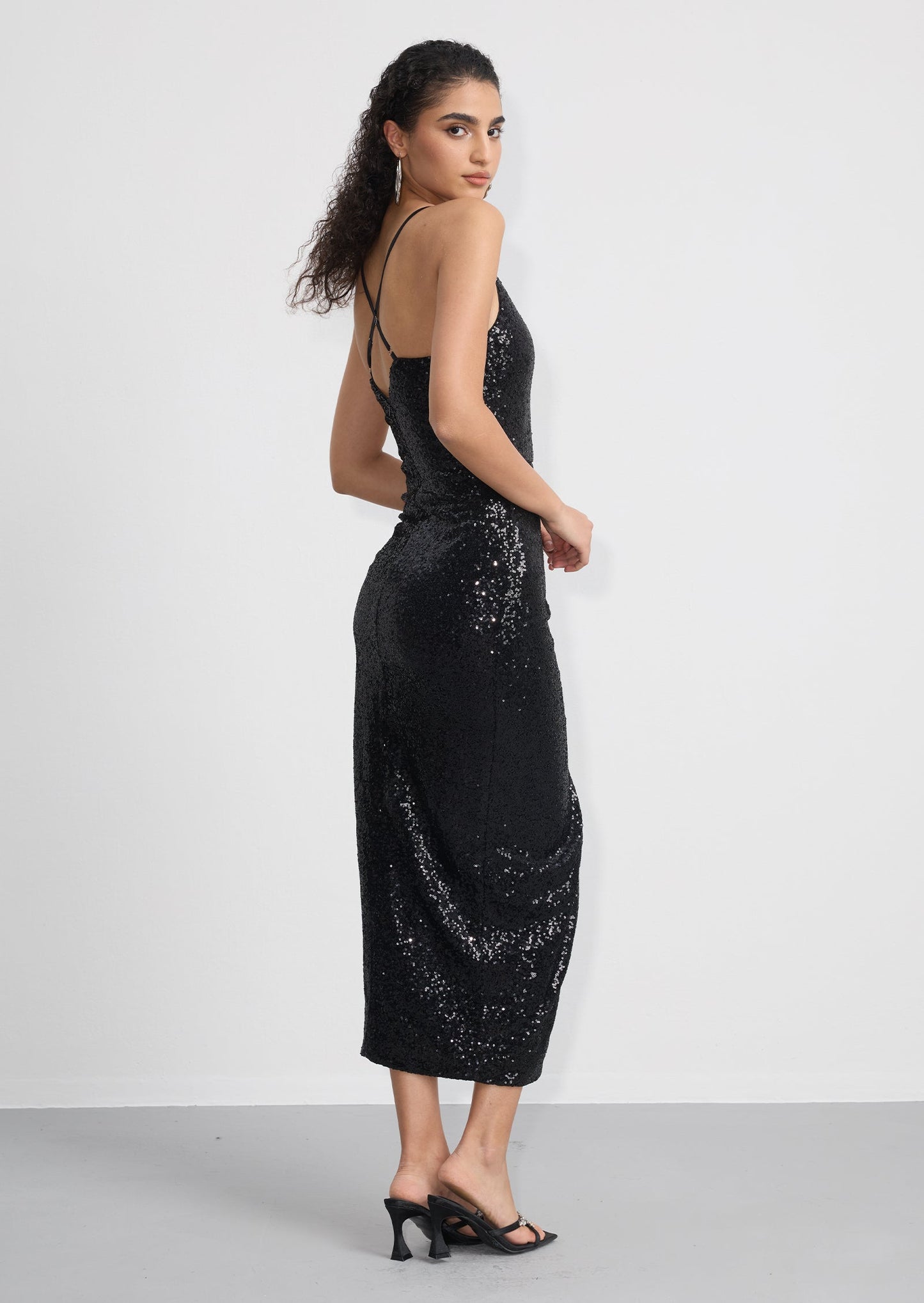 Cropped Sequined Blazer & Sequined Dress Set