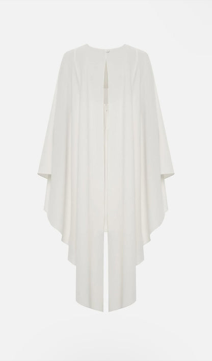 Mini Dress With Flowing Cape In Cream