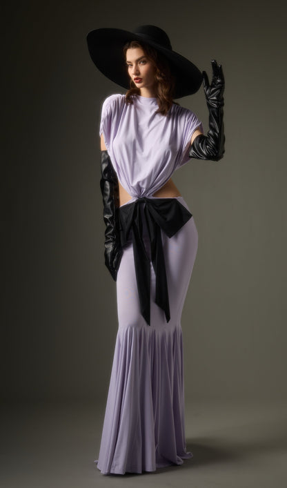 Solid Jersey  Cut Out Detail Maxi Dress In Purple
