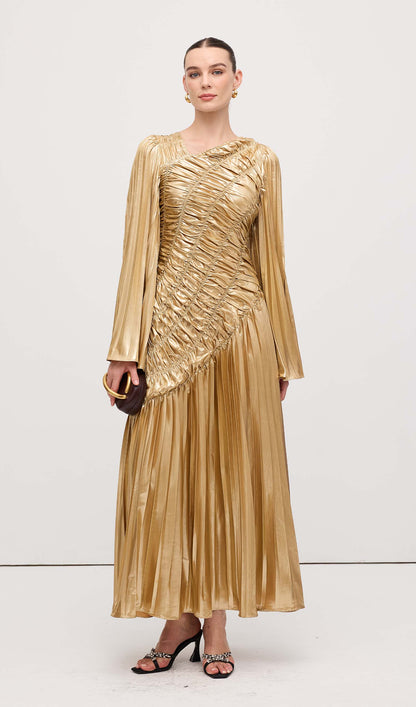 Metallic Maxi Dress Gold