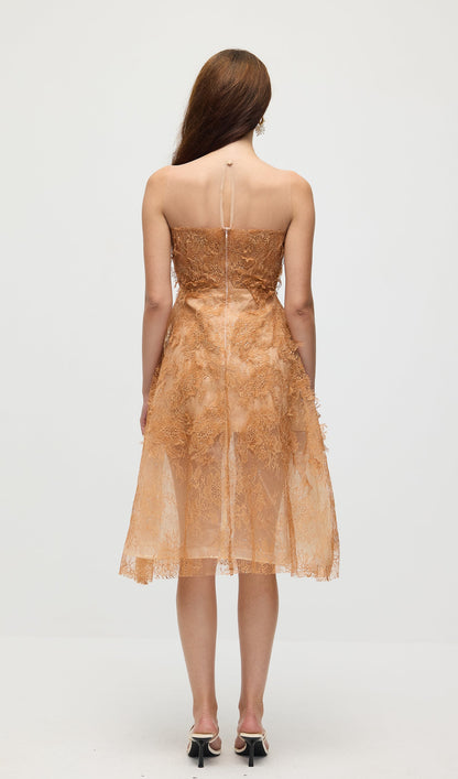 Sleeveless Embroidered Sequin Midi Dress