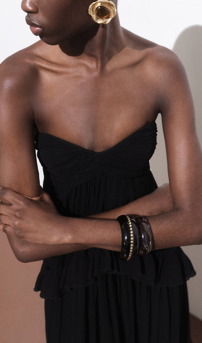 Strapless Layered Maxi Dress In Black
