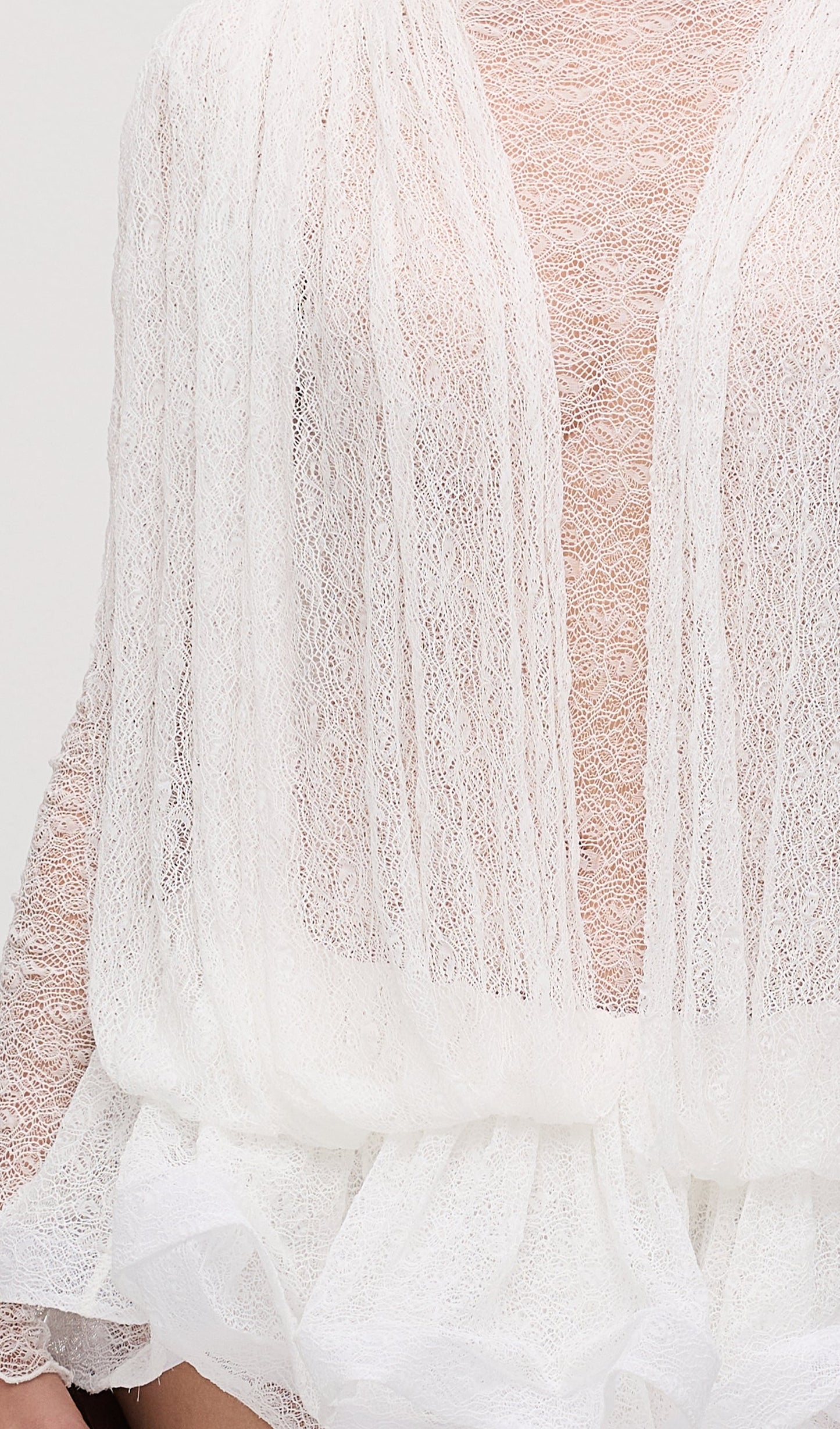 Lace Semi Sheer Ruffled Mini Dress