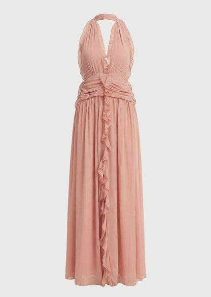 Vilisa V Neck Sleeveless Folds Midi Dress