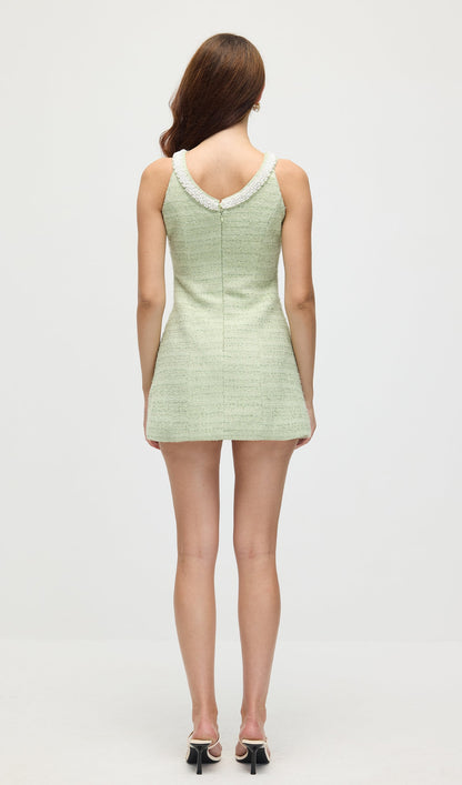 Halter Tweed Mini Dress In Mint