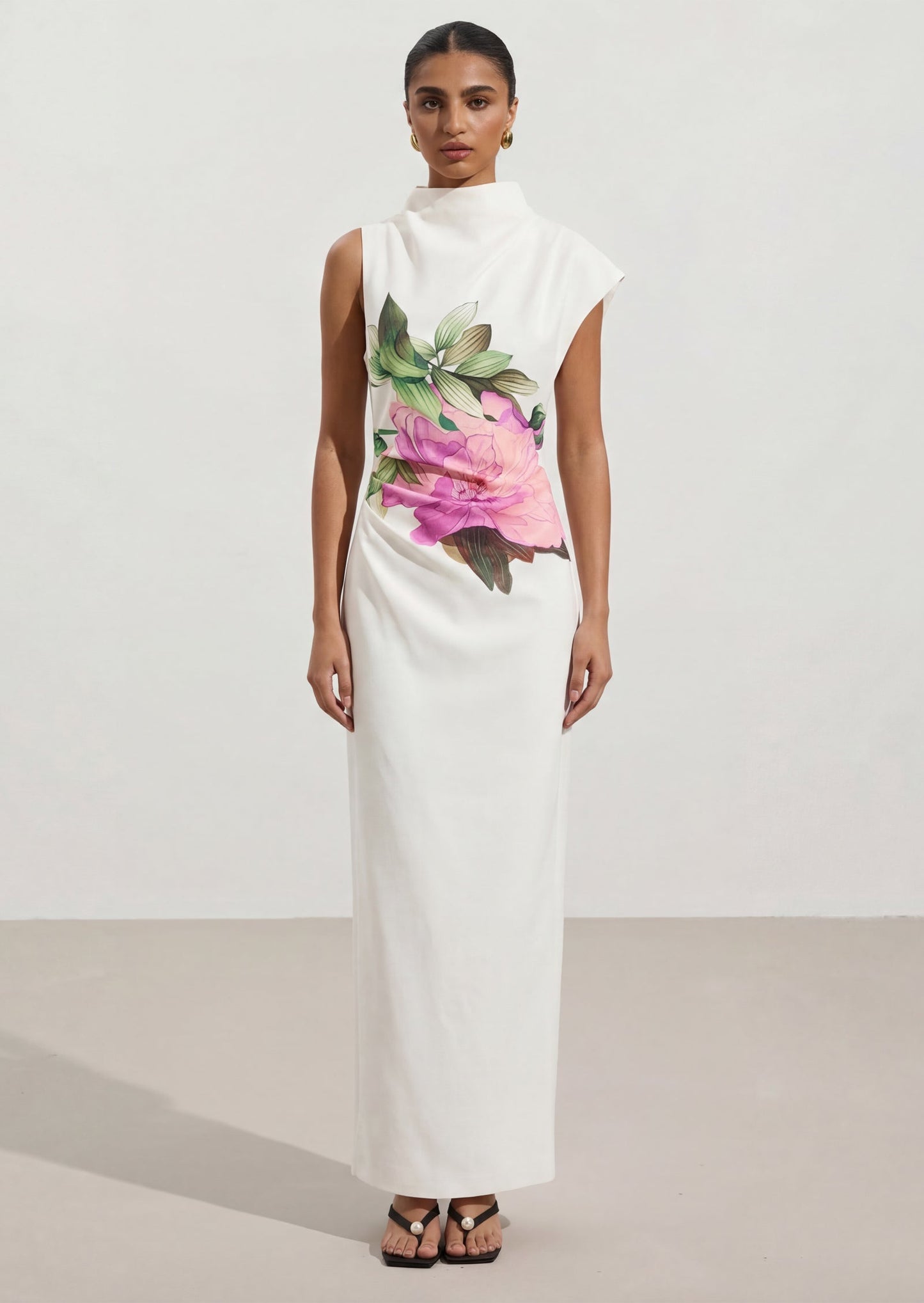 Azelie Asymmetrical Maxi Dress In White