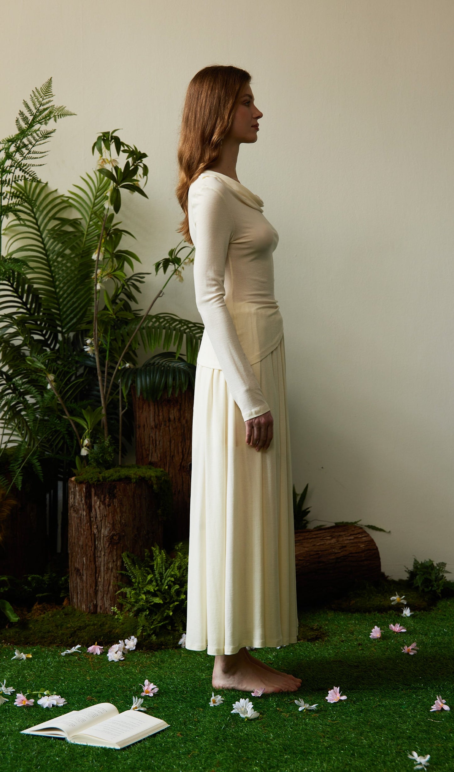 Solid Stretch Jersey Gathers Sets Skirt