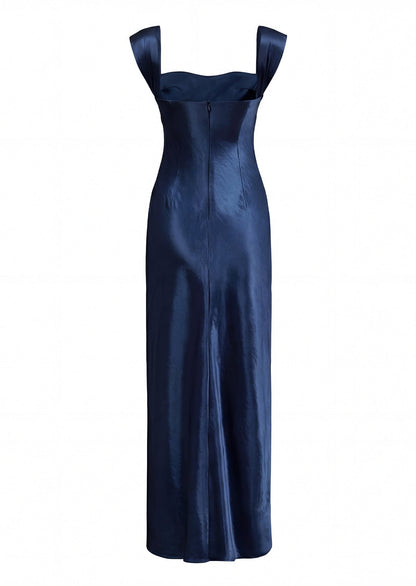 Satin Embellished Maxi Dress In Navy