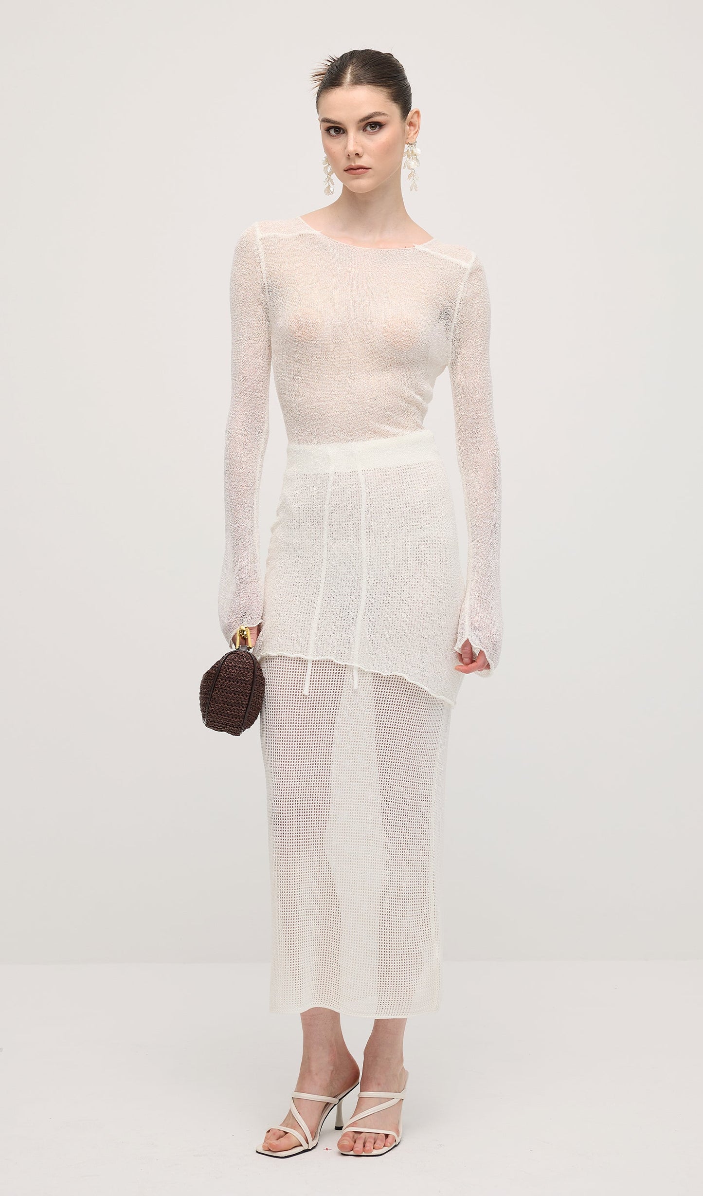 Knit Cover Up Backless Mini Dress In White