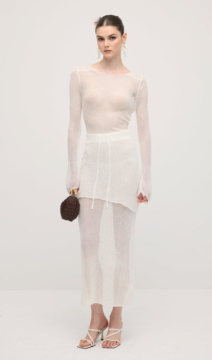 Knit Cover Up Backless Mini Dress In White
