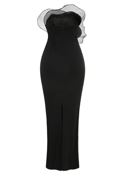 Ruffle Wave Column Maxi Dress