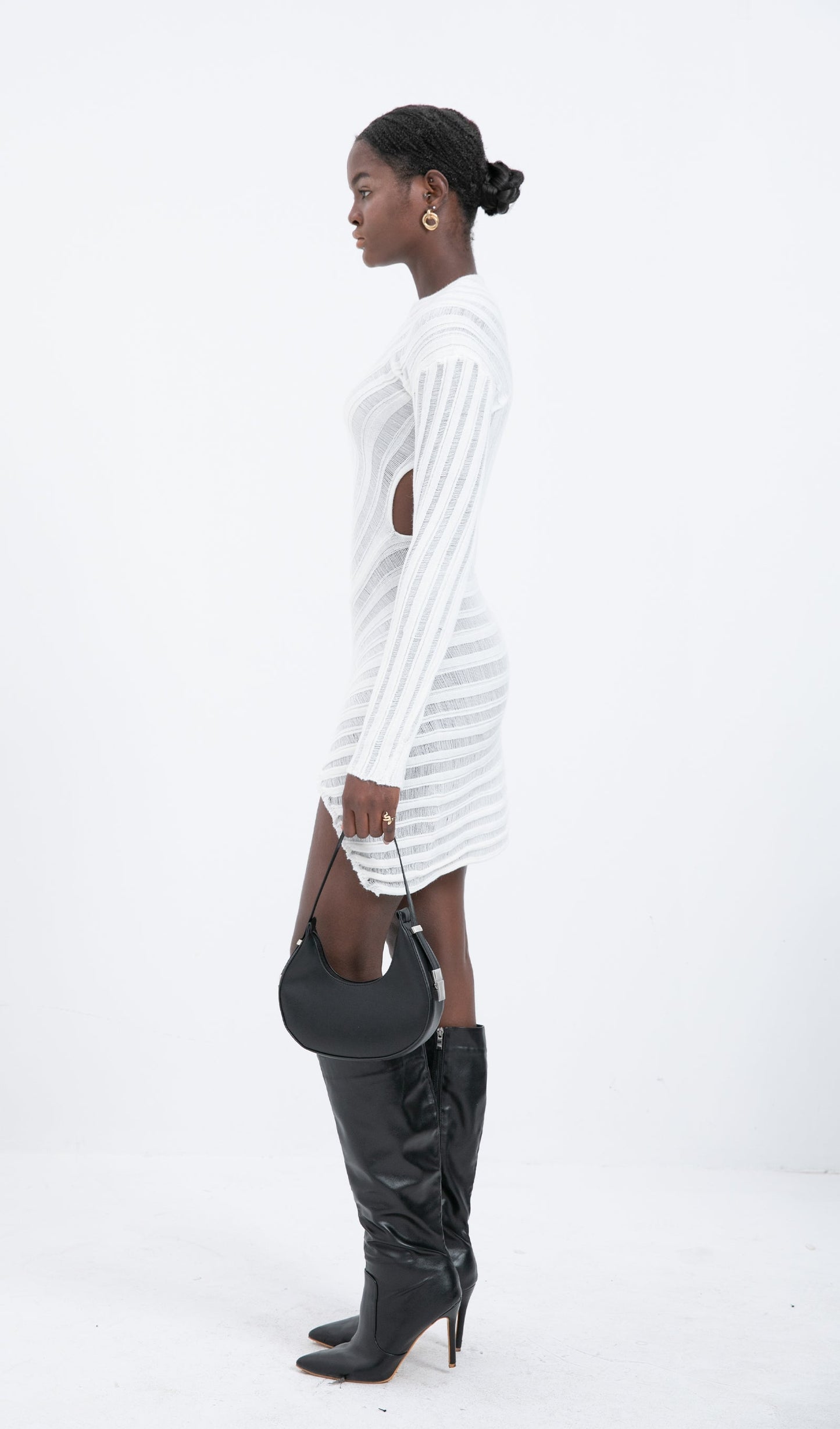 Trendy Hollow Out  Mini Dress - White