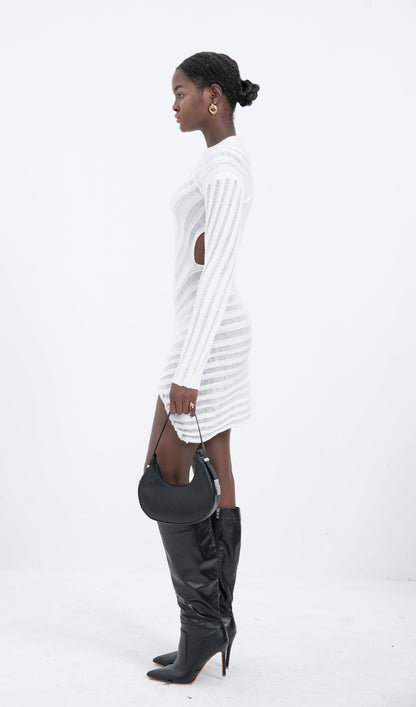 Trendy Hollow Out  Mini Dress - White