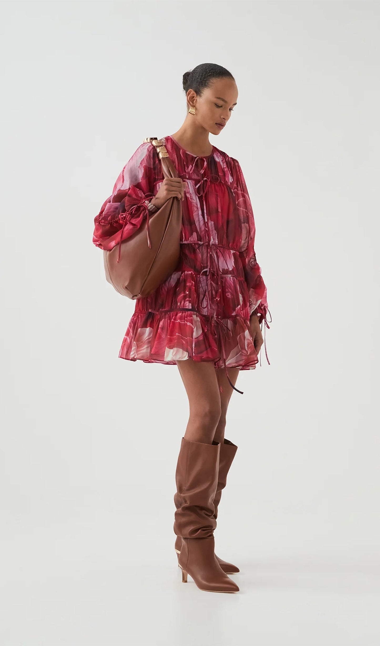 Floral Ruching Mini Dress